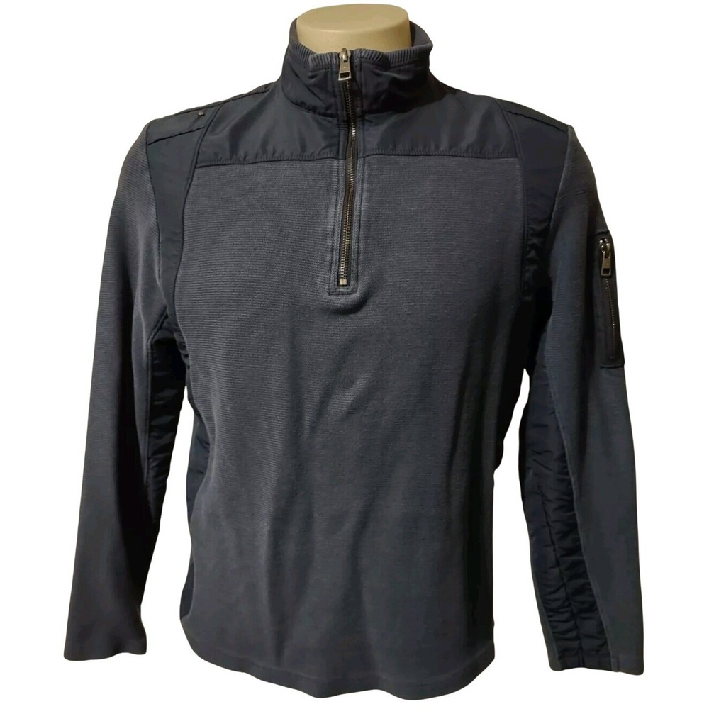 Calvin Klein Quarter Zip Large Men Gorp Core Norm Core Gray Mixed Media Pullover